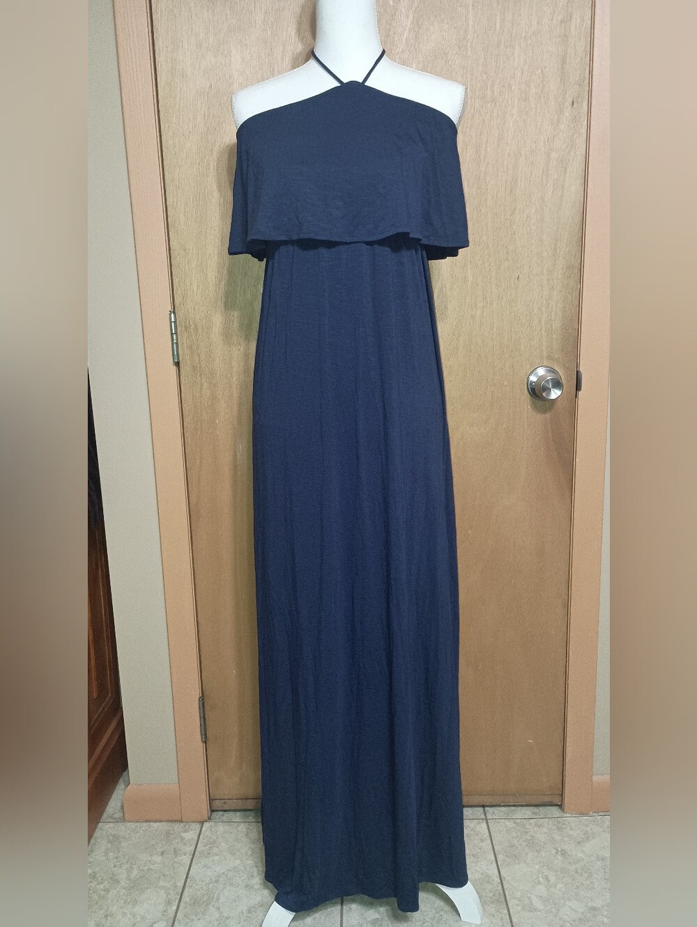 Southern Tide Navy Off-Shoulder Halter Maxi Size M NWT